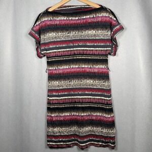 Trina Turk Knit Dress Pink Green Striped 100% Silk No Belt